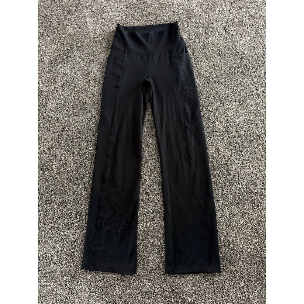 Marika Leggings Womens M Black High Rise Bootcut Flare Yoga Side Pockets